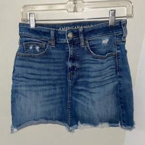 Denim Distressed Mini-Skirt- American Eagles Super Stretch!